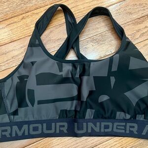 Under Armour Black and Gray Sports Bra L Large